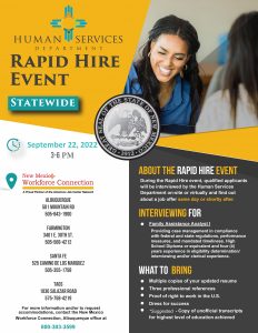 Human Services Department Rapid Hire Events @ Various Locations throughout the State