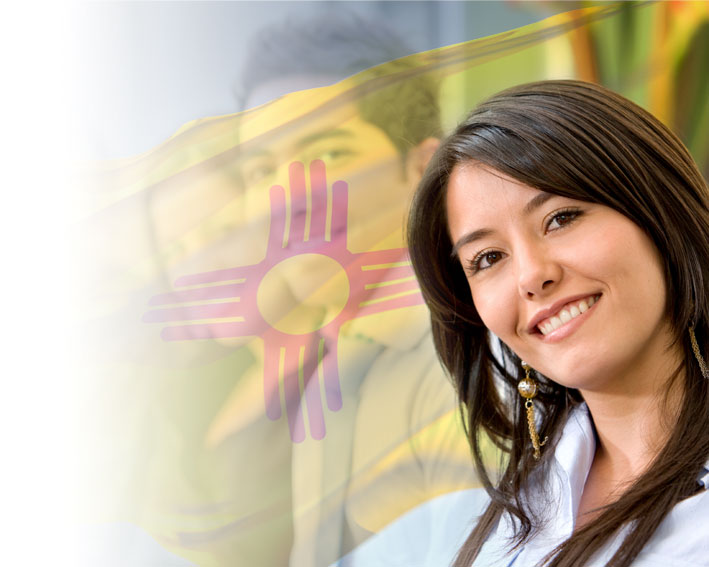 Woman and New mexico flag