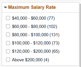 Screenshot of the State of New Mexico Careers Website Job Salary Filter